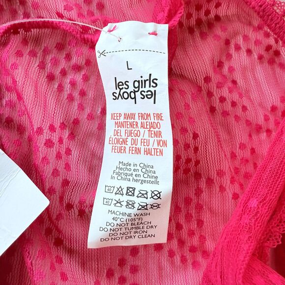 NWT Les Girls Les Boys Triangle Lace Boy Briefs in Love Potion Pink Size Large - Picture 7 of 9